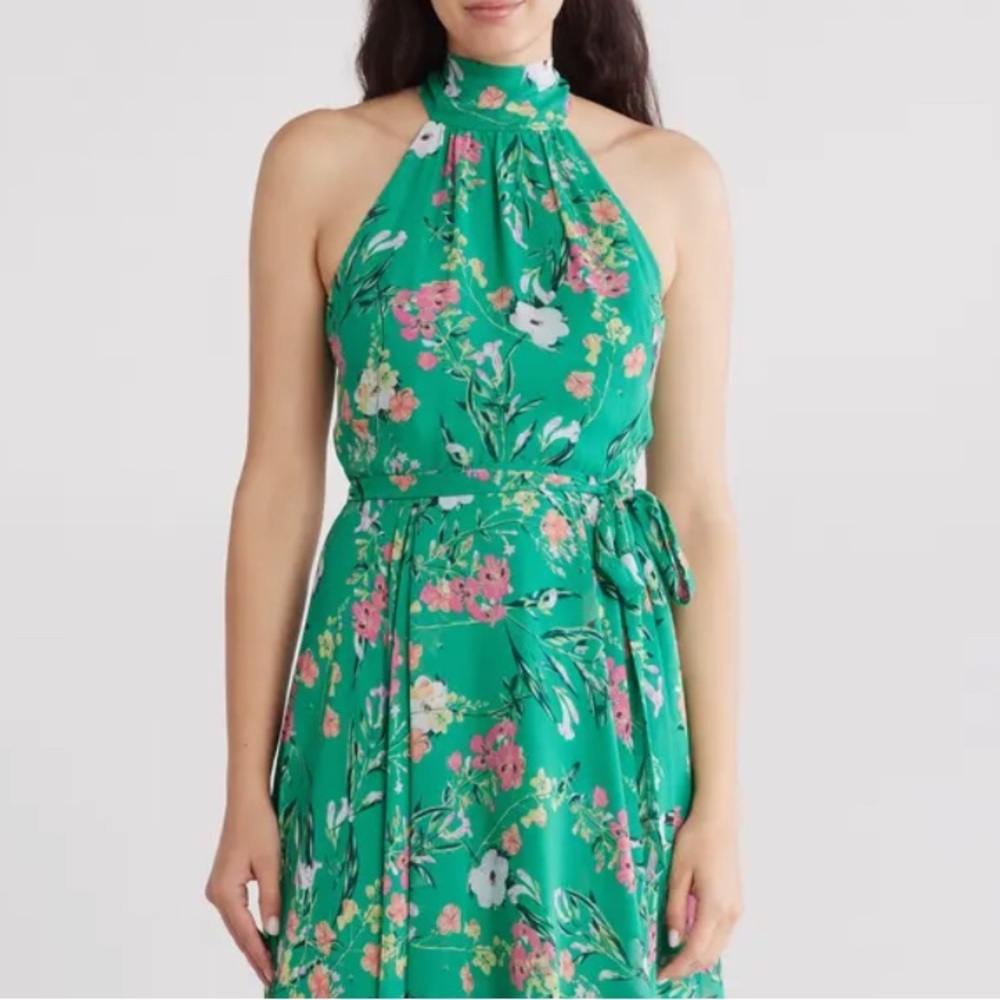 Eliza J Green and Pink Floral Dress